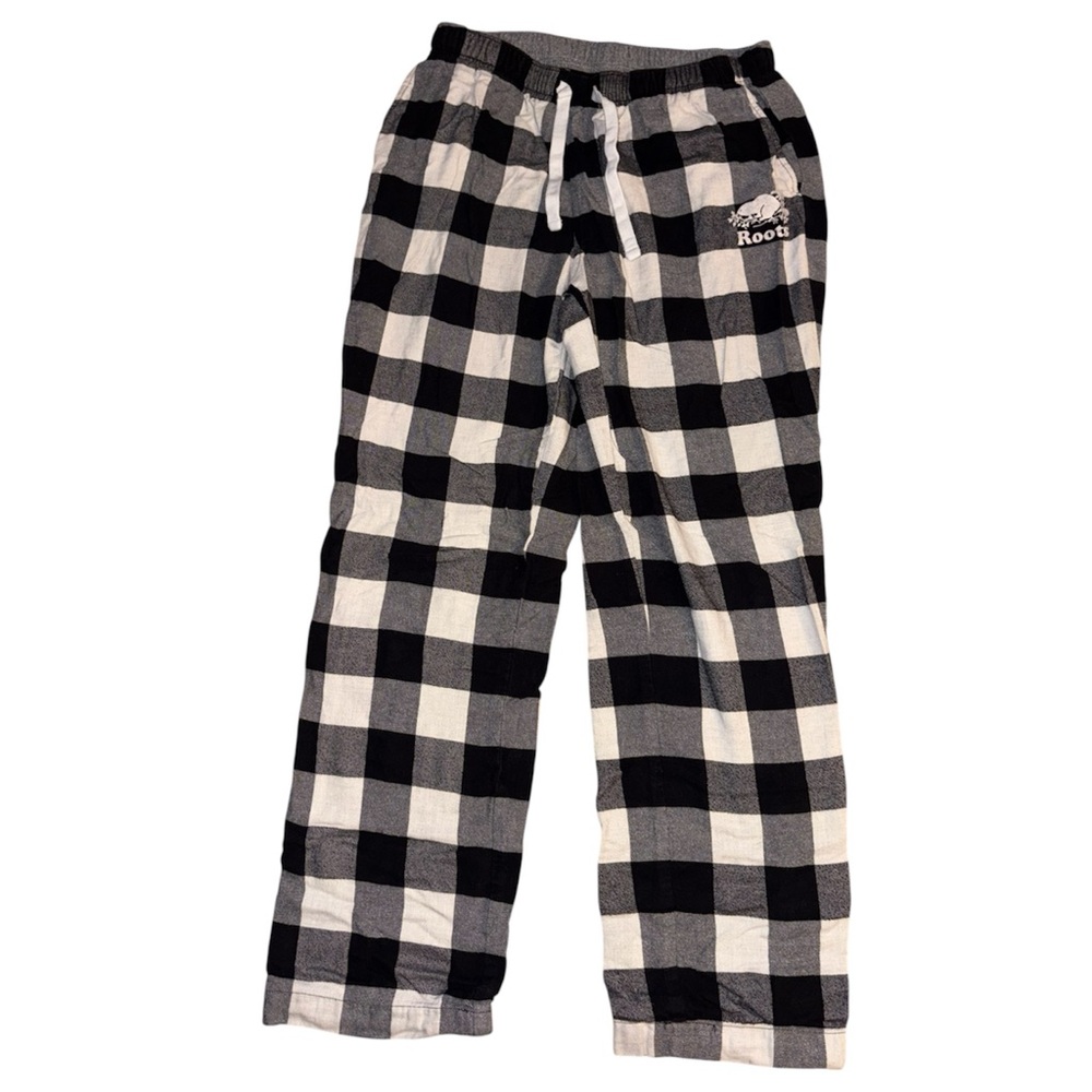 Roots Black and White Flannel Pajama Pants
